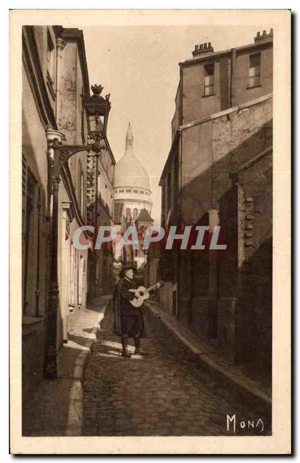 CPA Les Petits Tableaux De Paris Montmartre La Rue Saint Rustique Au fond le Sacre Coeur