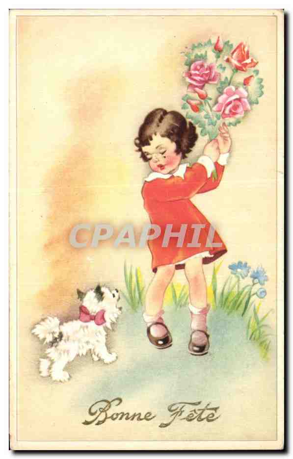 CPA Bonne Fete Fantaisie Enfant Chein 