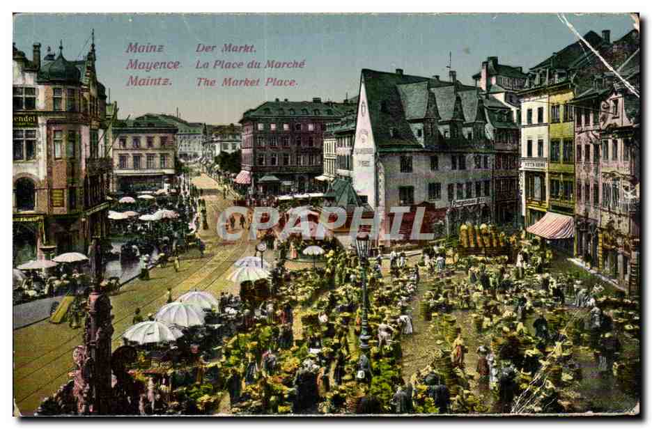 CPA Mainz Der Markt Moyence La Place du Morche Maintz The Market Place
