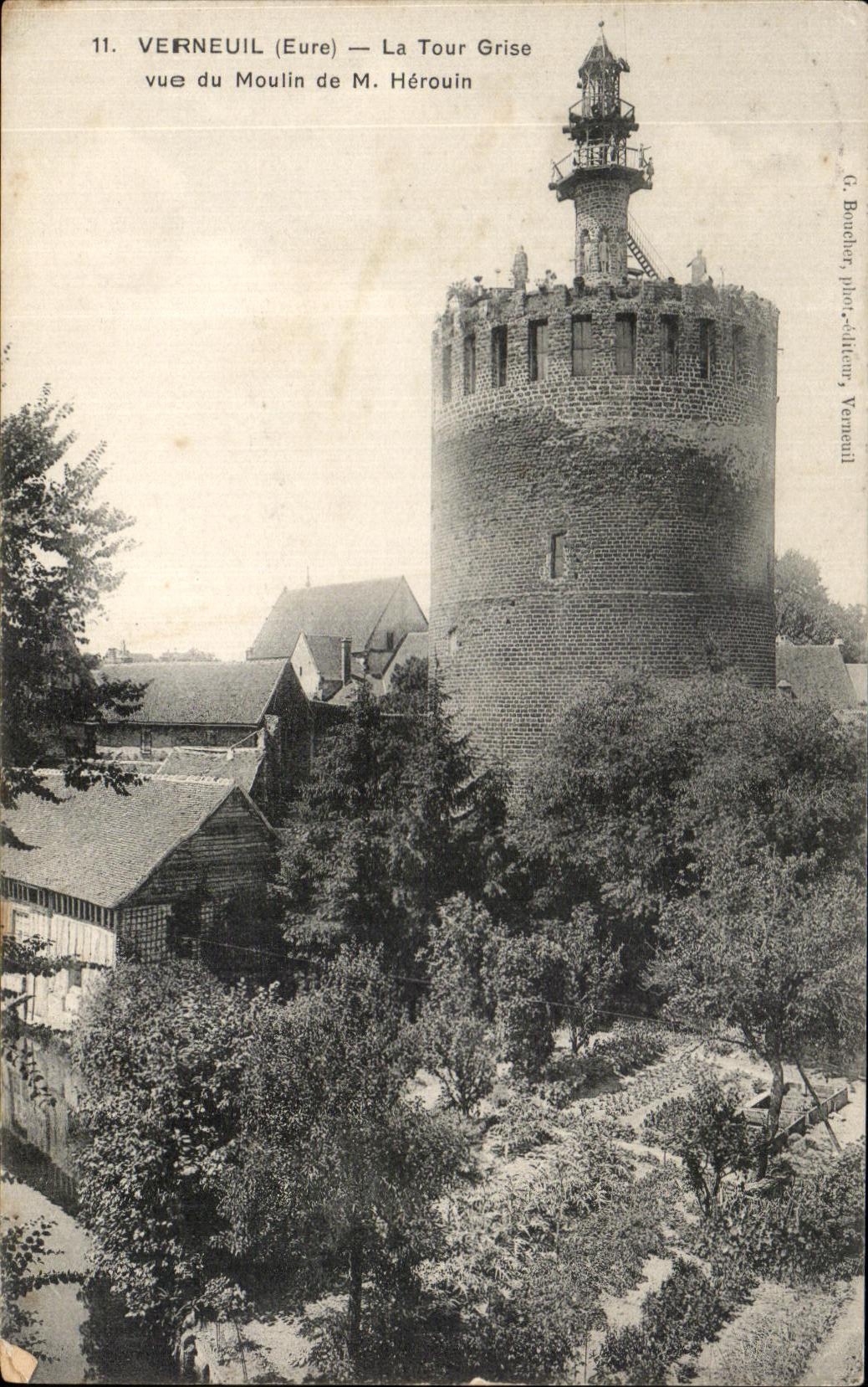 Verneuil (Eure) — La Tour Grise vue du Moulin de M. Hérouin — G. Bouchot, phot. - éditeur Verneuil