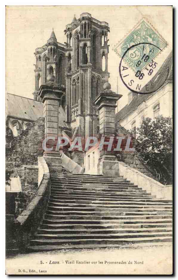 CPA Laon Vieil Escalier sur les Promenades du Nord