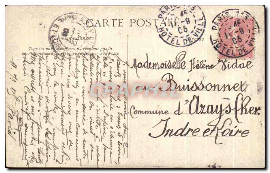 CPA Souvenir Paris — Rückseite