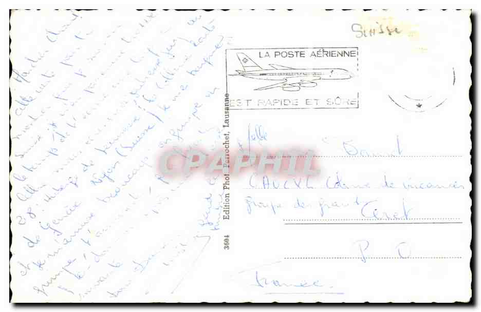 CPA Boujour Nyon Cygne Suisse — Rückseite