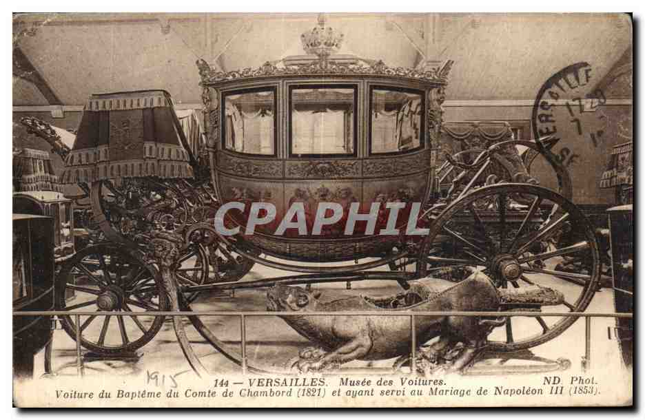 CPA versailles musee des voitures voiture du bapteme du comte de chambord et ayant servi au mariage de napoleon