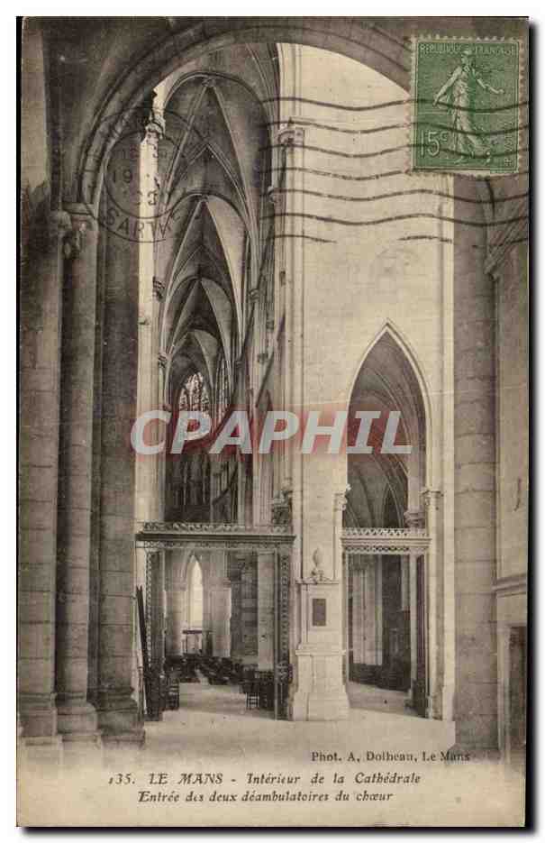 Le Mans - Intérieur de la Cathédrale - Entrée des deux déambulatoires du chœur — Phot. A. Dolhneau, Le Mans, n° 35