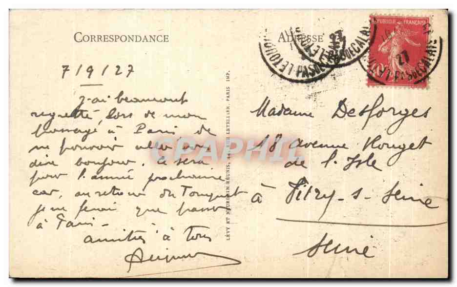 Vintage Postcard Le Touquet Paris Plage La Plage a Maree basse — Back