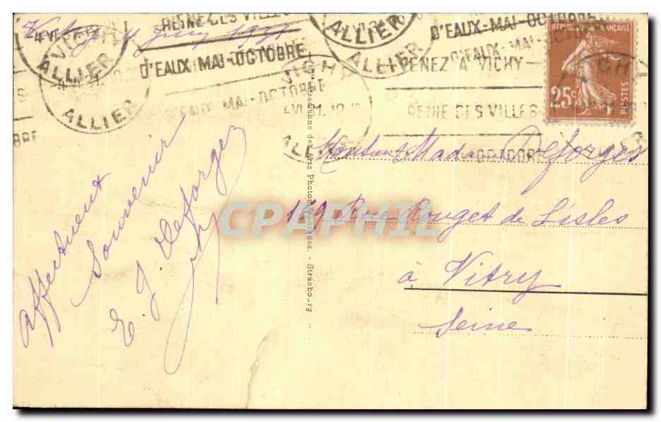 CPA Vichy Le Parc Devant la Source Hopital — Rückseite