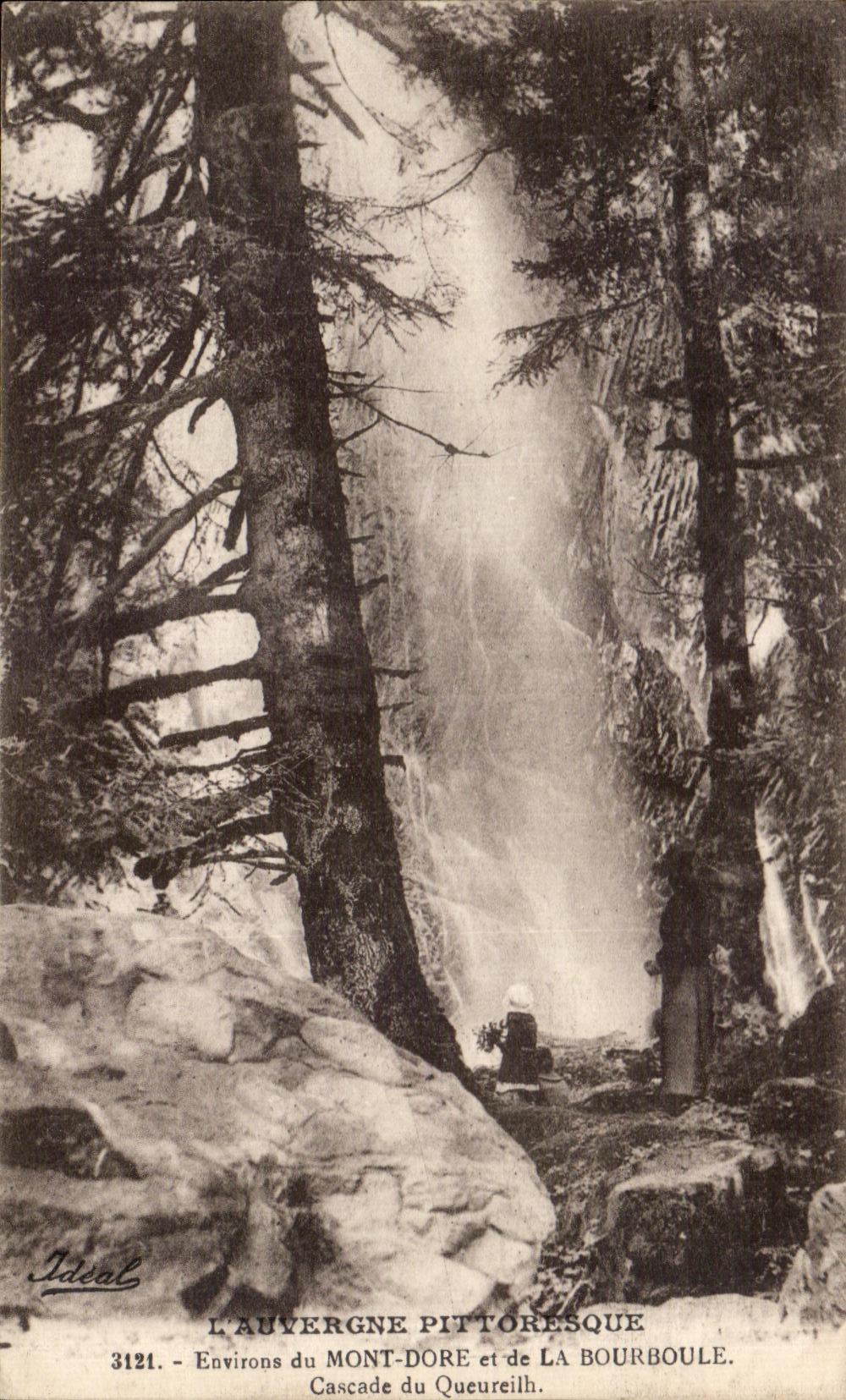 Cascade du Queureilh — Environs du Mont-Dore et de La Bourboule — Éditeur Ideal, n° 3121