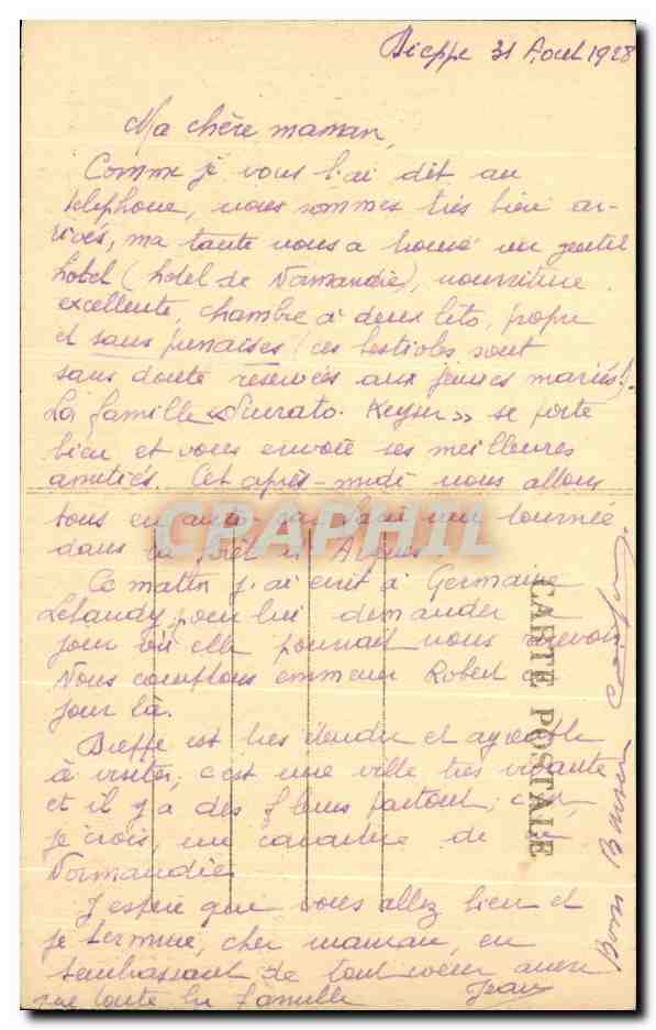 CPA Dieppe Les tourelles Au pavillon bleu  — Rückseite