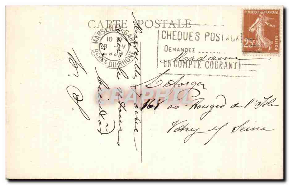 CPA Marseille La Cathedale et de la Garde Bateau — Rückseite