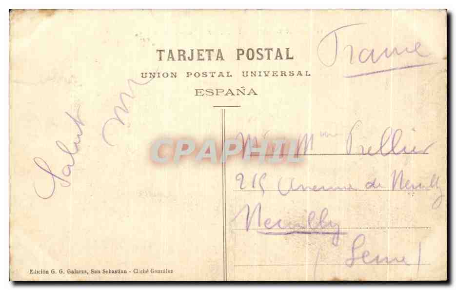 CPA San Sebastian Palacio de la Diputacion — Rückseite