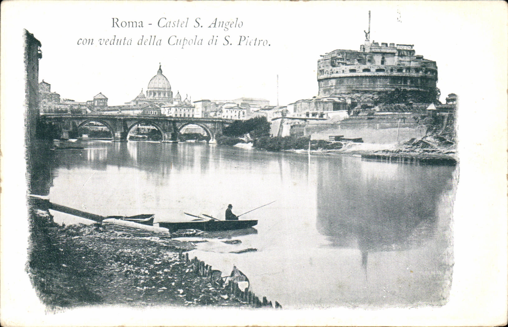 CPA Roma Castel S Angelo con veduta della Cupola di S Pidro