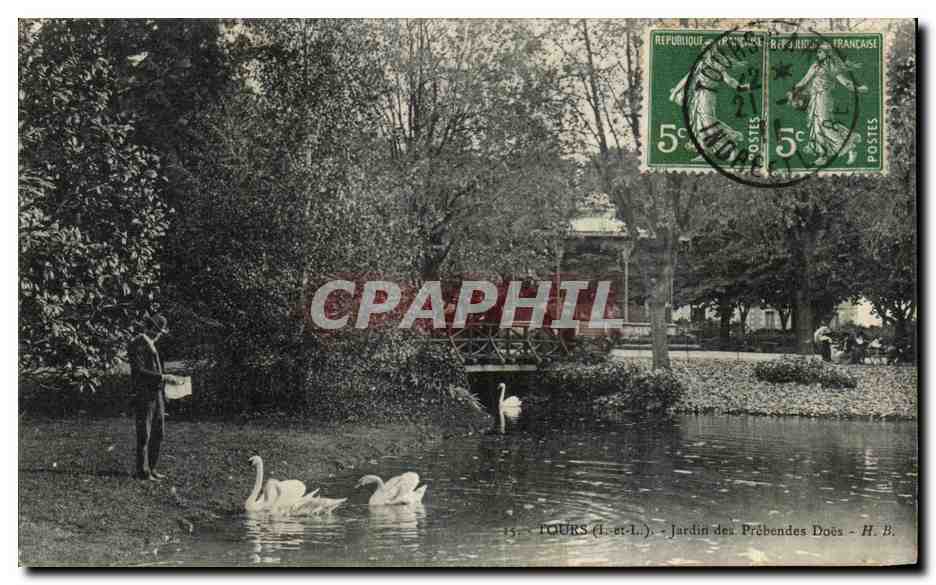 CPA Tours Jardin des Prebendes Does Cygnes 