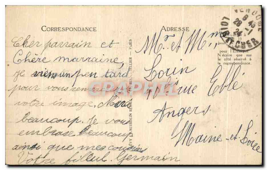 CPA Vendome Eglise de la Trinite Le Portail — Rückseite