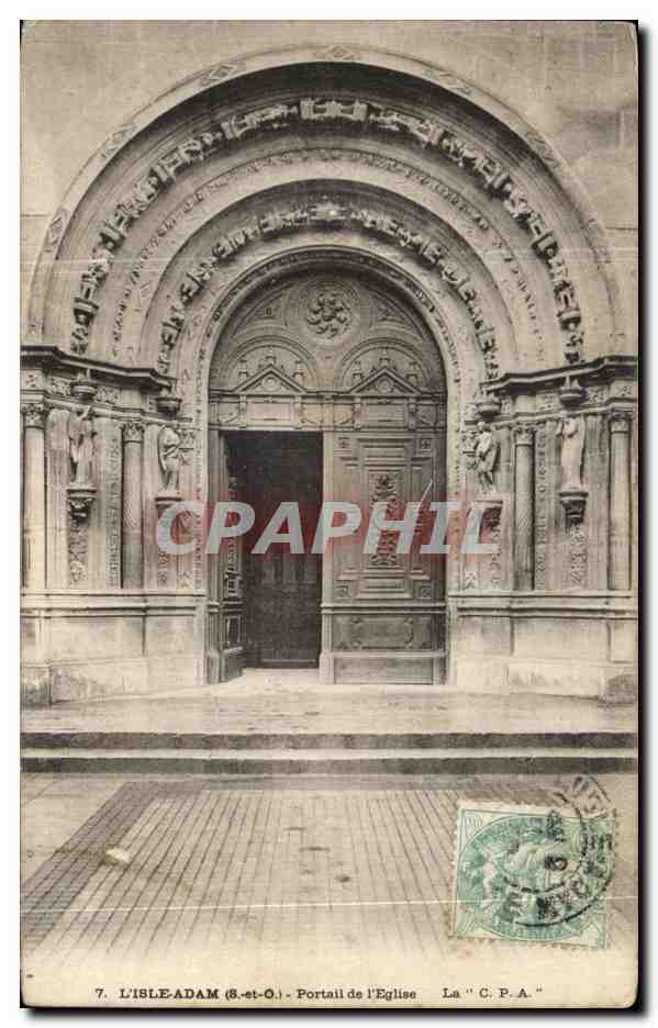 L'Isle-Adam (S.-et-O.) - Portail de l'Église — La 'C.P.A.'