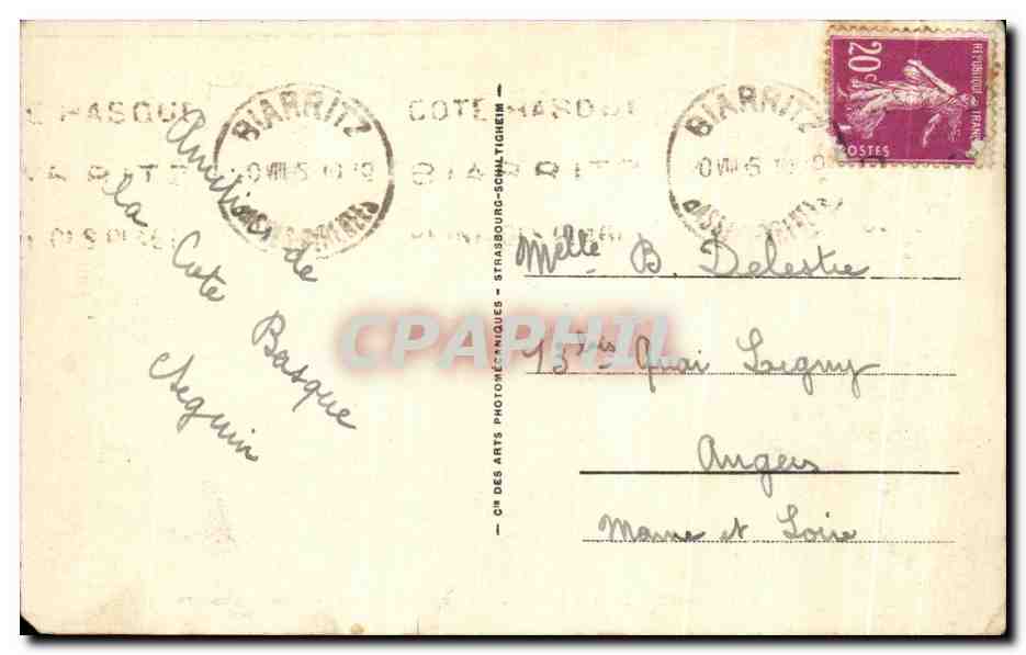 CPA Biarritz Le Rochers de la Vierge et le Square Vus du semaphore — Verso