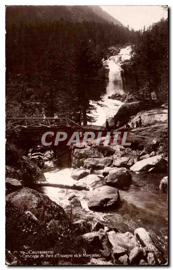 Cauterets: Cascade du Pont d'Espagne et le Marcadau — éditeur A.P. Strashbourg