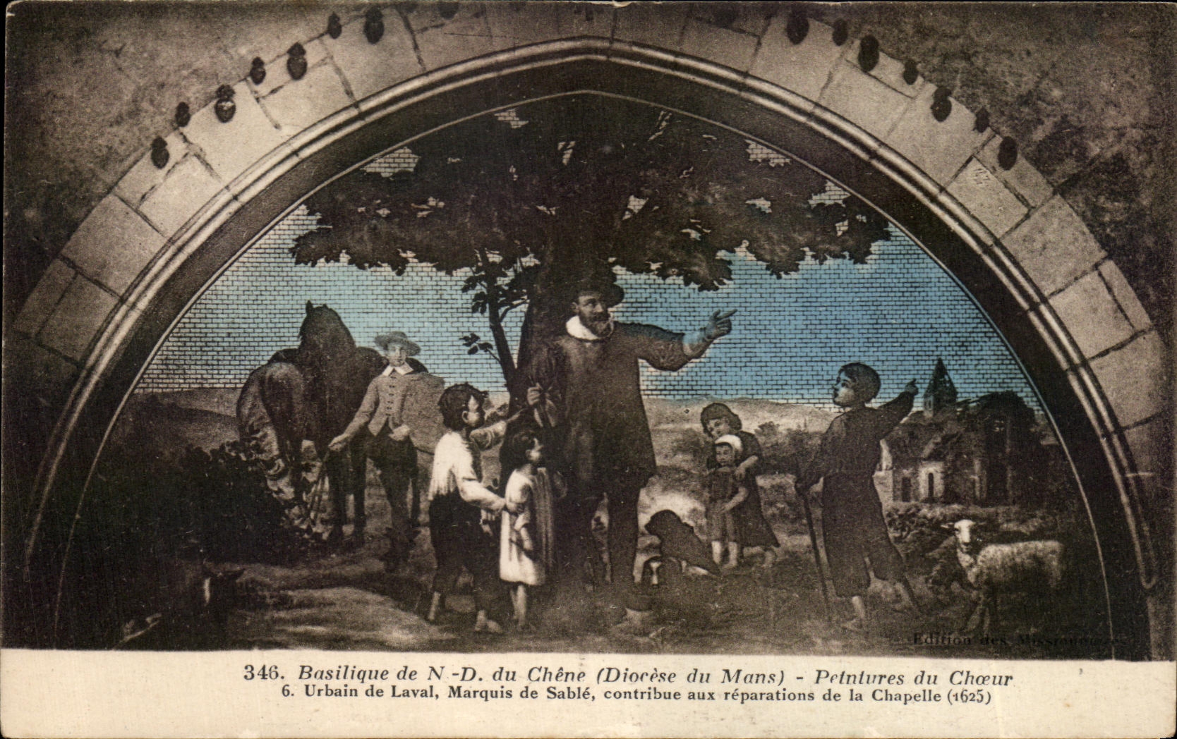 CPA Basilique du ND du Chene Peintures du Choeur Urbain de laval Marquis de Sable Le Mans 