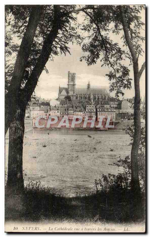 CPA Nevers La Cathedrale vue a travers les Acacias