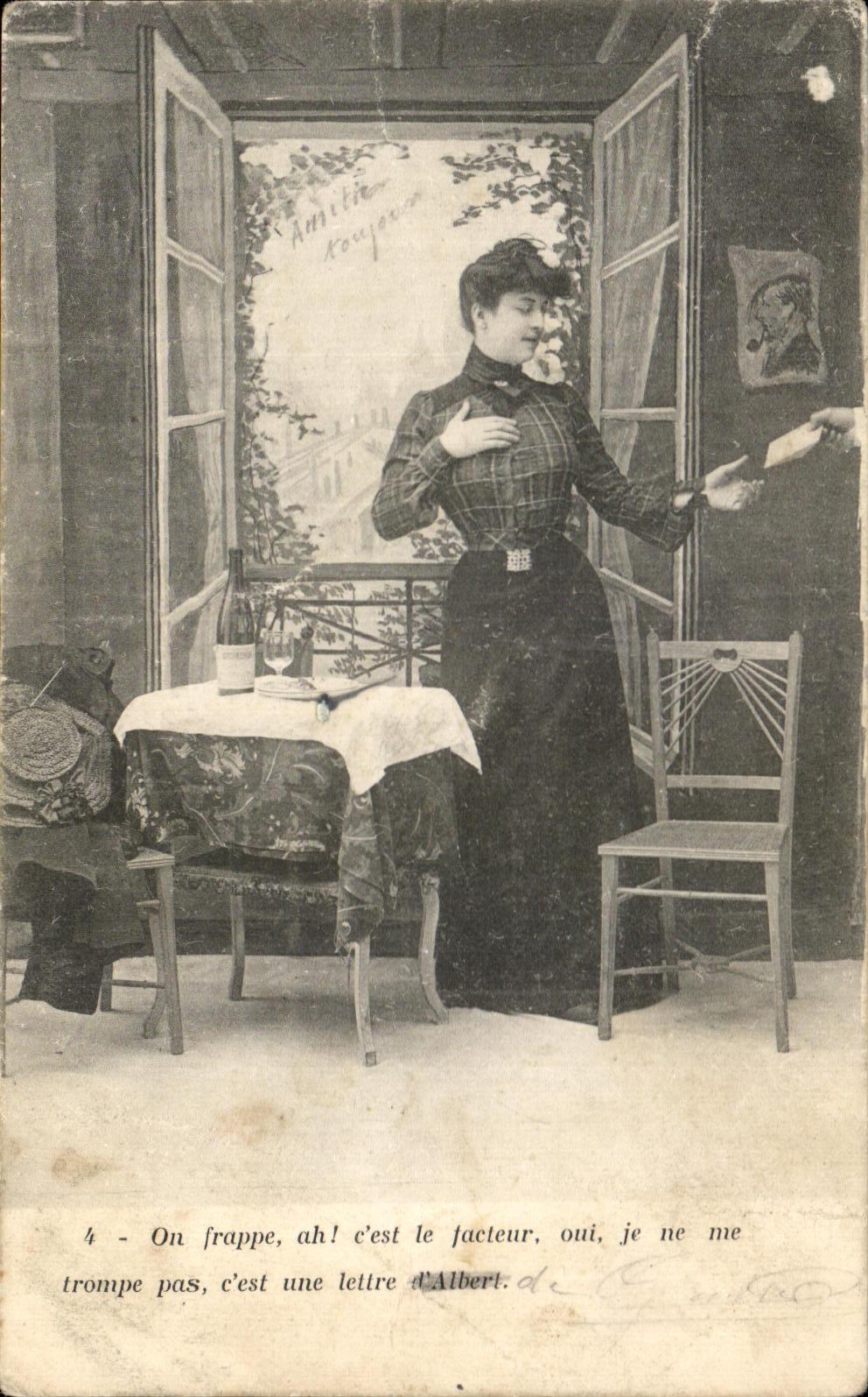CPA On Frappe ah e'est le Facteur oui ne me trompe pas e'est une lettre Calberl
