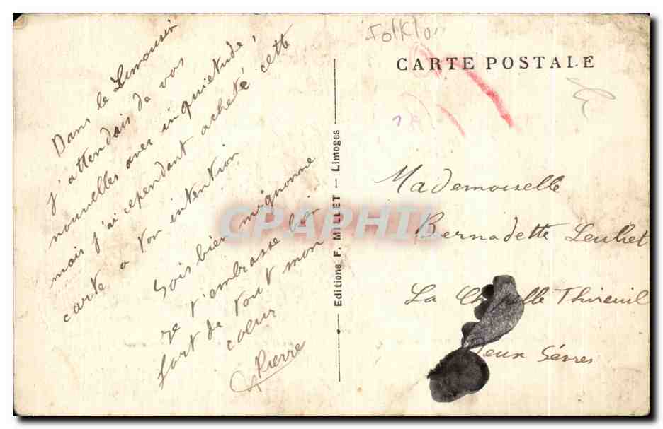 CPA Lou Peizon de chas nod Les Paysans de Chez nous Folklore Costume — Verso