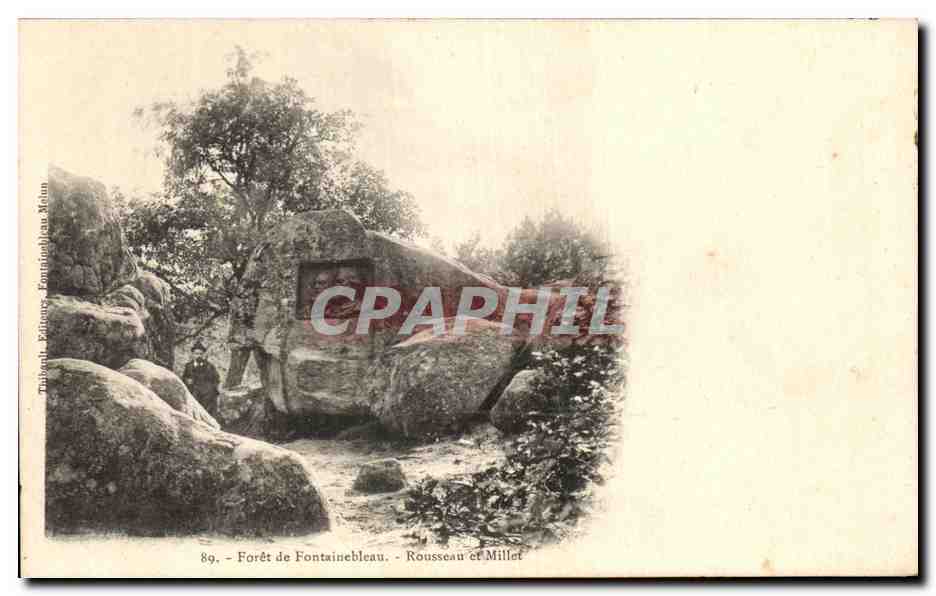 Forêt de Fontainebleau — Rochers et arbres — Rousseau et Millet, éditeur