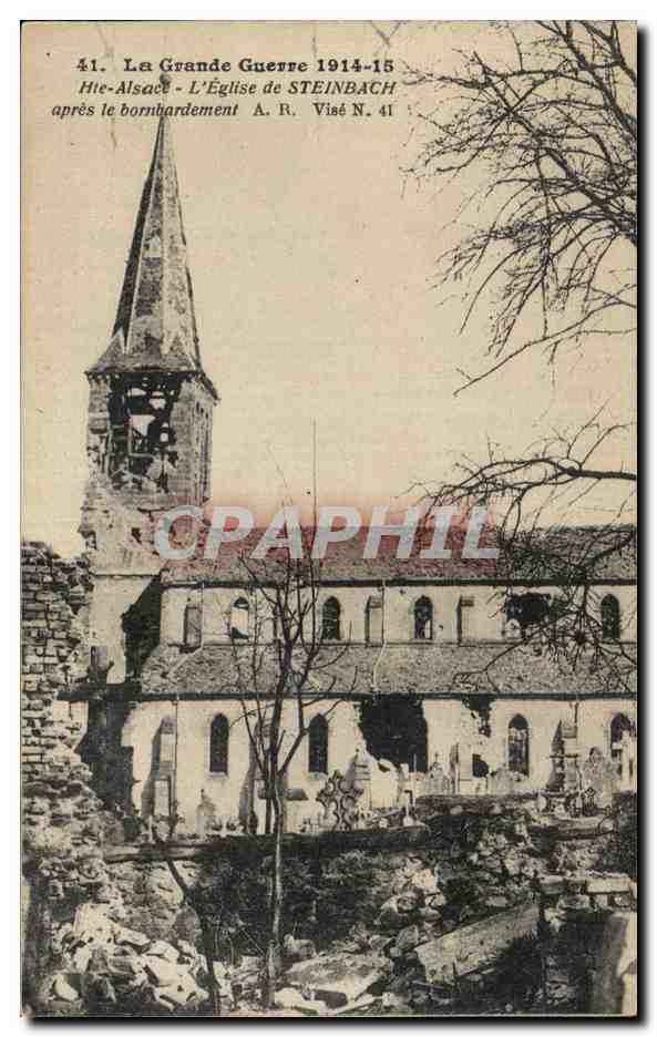 L'Église de Steinbach — détruite après le bombardement de la Grande Guerre 1914-15 — A. Richard, N° 41