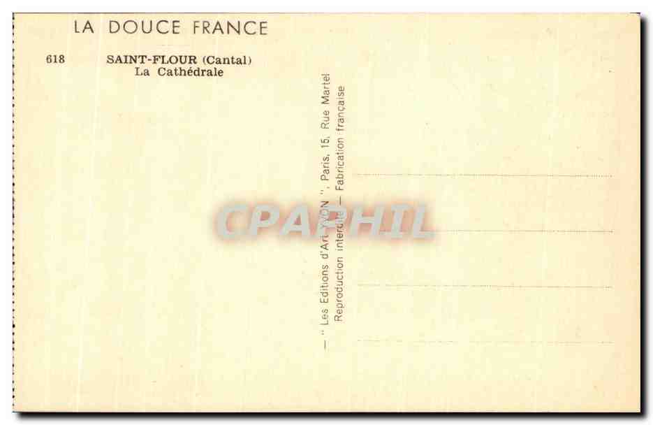 CPA La Douce france Saint Flour La cathedrale — Verso