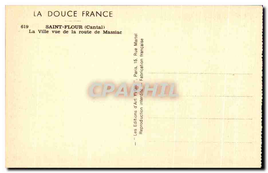 CPA La Douce france Saint Flour La Ville de la route de Massiac — Verso