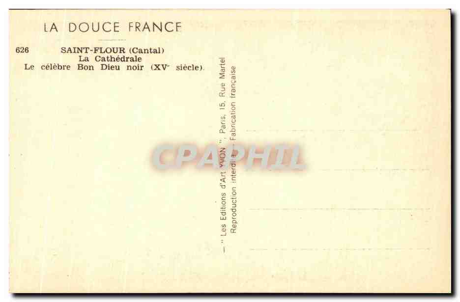 CPA SAint Flour La Cathderale Le Celebre Bon Dieu noir — Verso