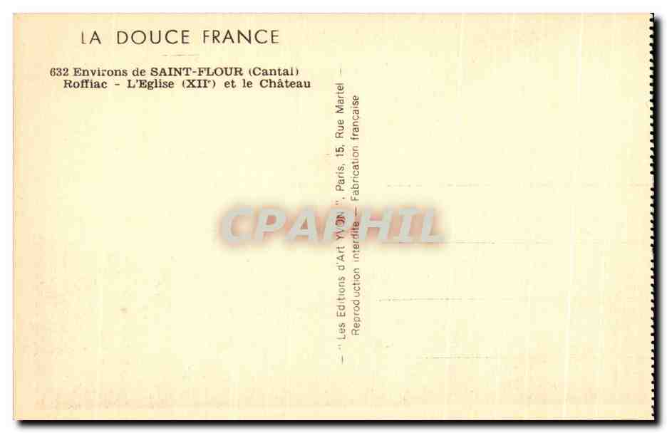 CPA La Douce France Environs de SAint Flour Roffiac L'Eglise et le Chateau  — Rückseite
