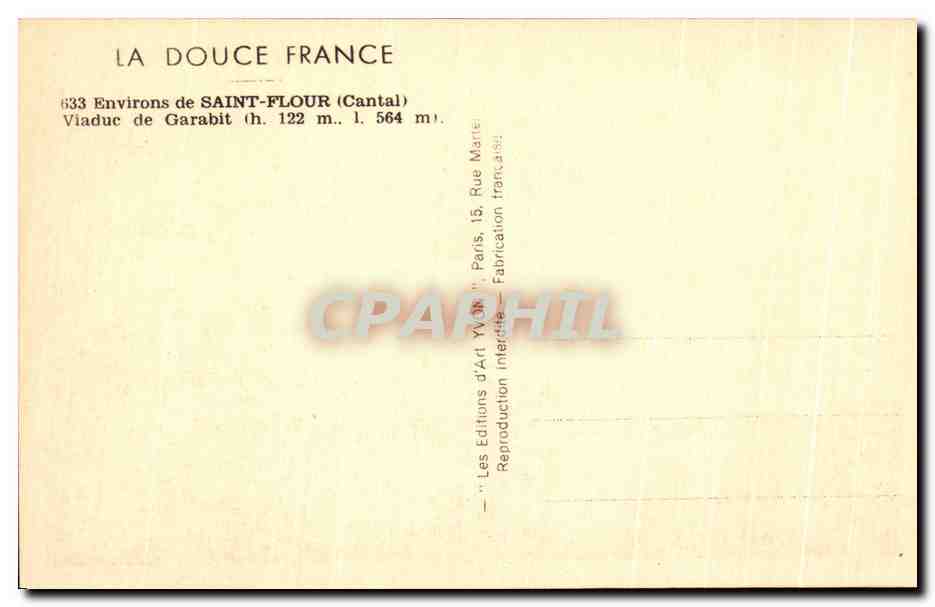 CPA La Douce France Environs de Saint Flour Viaduc de Garabit  — Verso