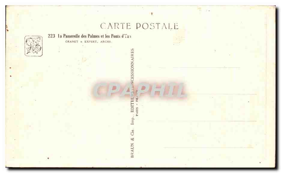 CPA La passerelle des palmes et les ponts d'eau  — Rückseite