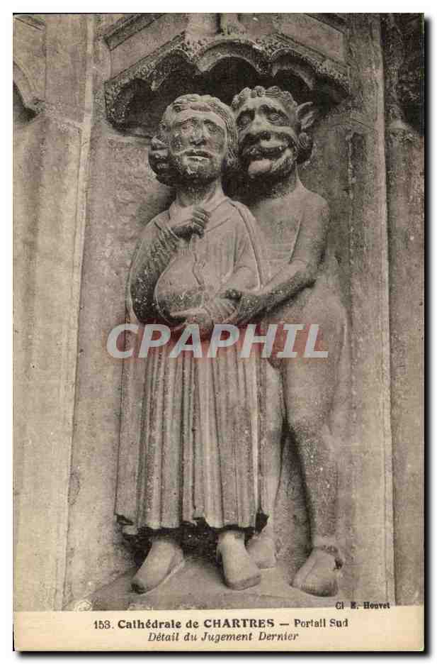 Cathédrale de CHARTRES — Portail Sud — Détail du Jugement Dernier — Éditeur R. Houvet, n° 158