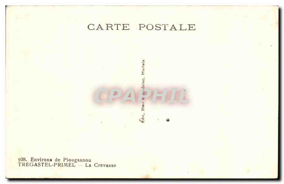 CPA Environs de Plougasnou Tregastel Primel La crevasse — Rückseite