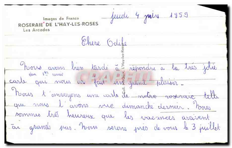 CPA Roseraire De L'hay Les Roses Les Arcades  — Verso