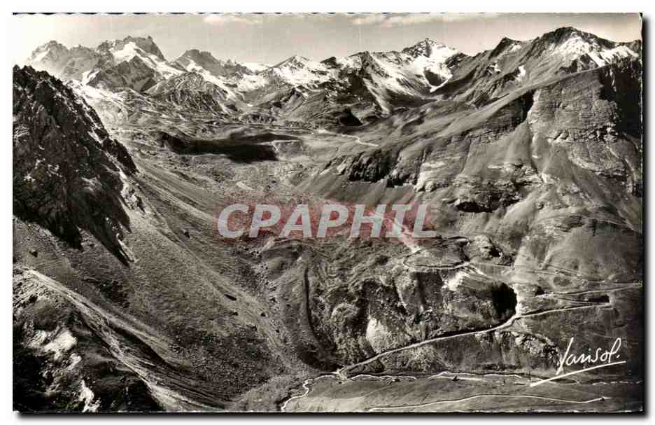 De Valloire au Col du Galibier — Les Lacets du Galibier dominés par la Meije — Éditions Photographiques ANSOL, Chambéry