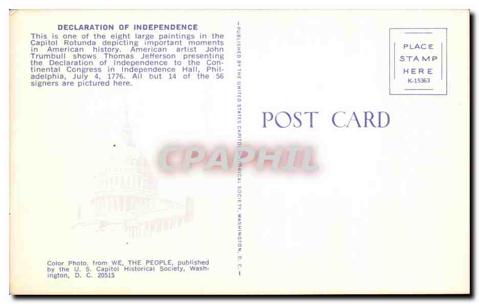 CPA Declaration Of Independence Etats Unis  — Back