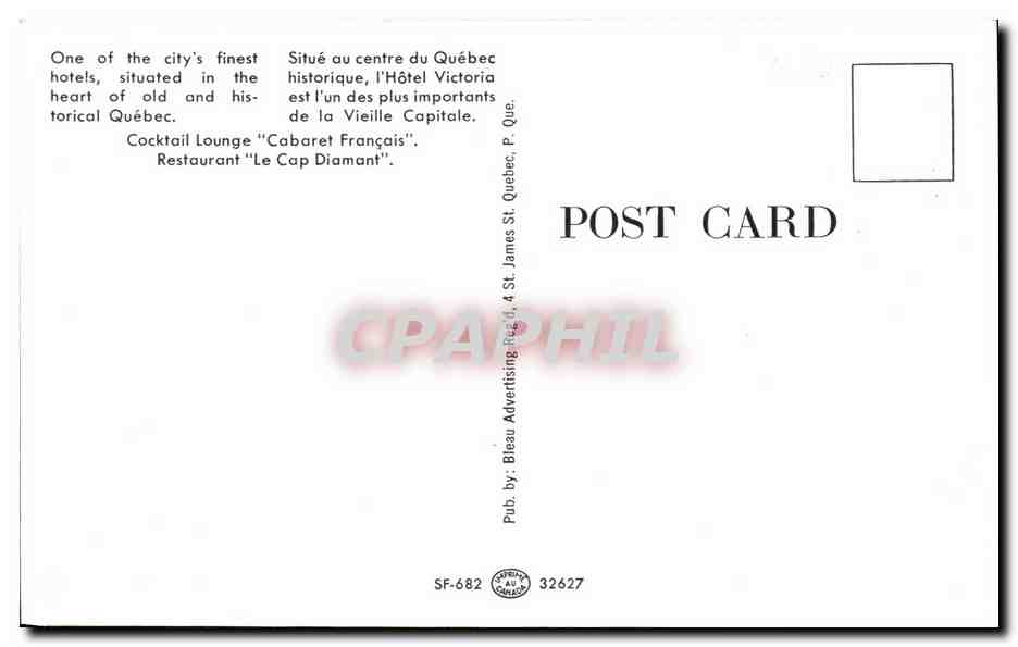 Hôtel Victoria — Québec, Canada — éditeur Bleau Advertising Reg'd — Reverso