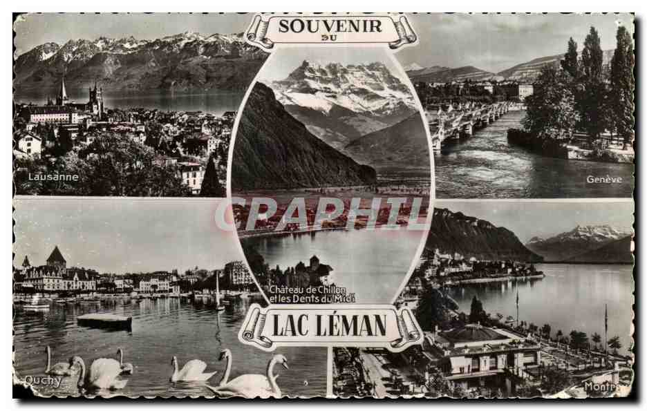 Lac Léman — Château de Chillon et les Dents du Midi — Éditeur G. Jaeger, n°7708