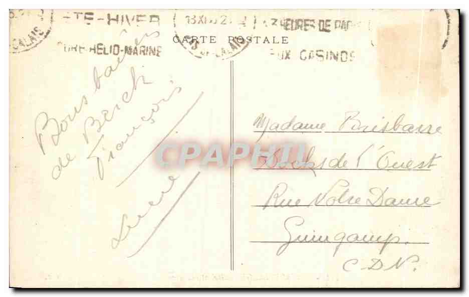 CPA Berck Plage Hopital Maritime — Rückseite