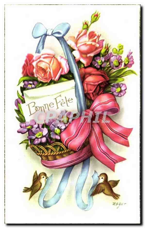CPA Fantaise Fleurs Bonne Fete