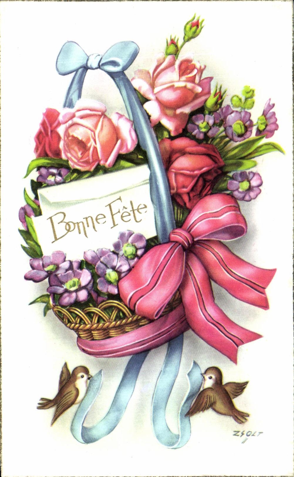 CPA Fantaise Fleurs Bonne Fete