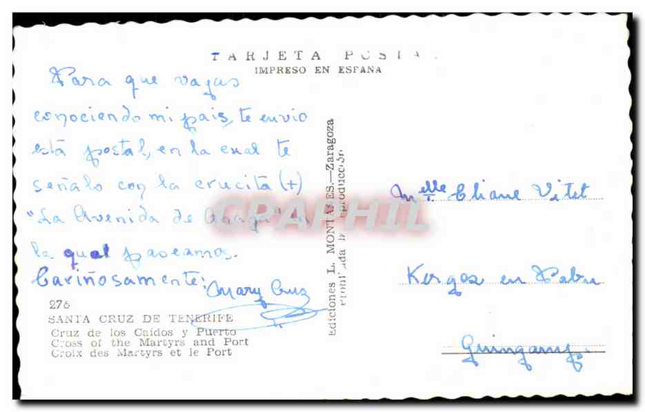 CPA Santa cruz de tenerife cruz de los caidos y puerta cross of the martyrs — Back