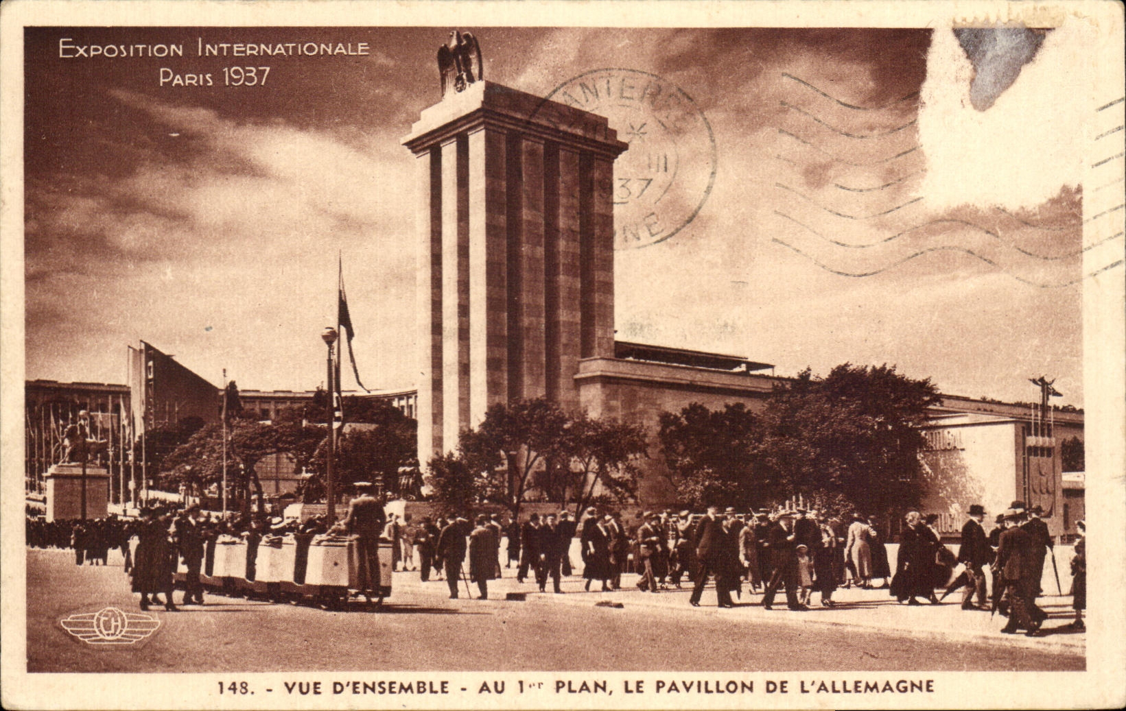 Cartolina d'epoca Esposizione Internazionale Parigi Vista Generale in Pianta Il Padiglione della Germania