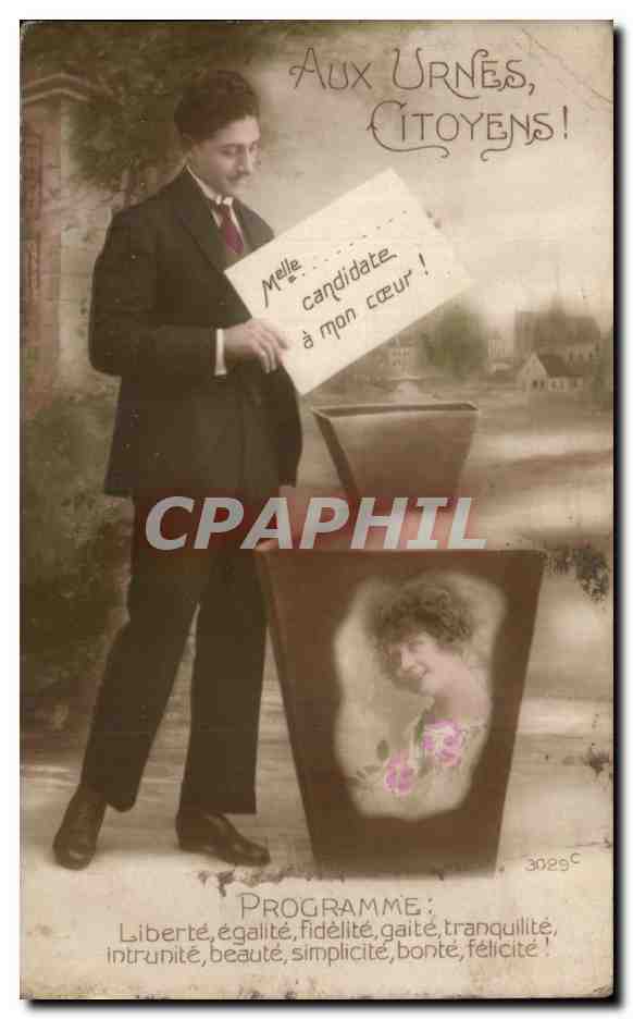 CPA Fantaisie Fleurs Femme Aux Urnes Citoyens