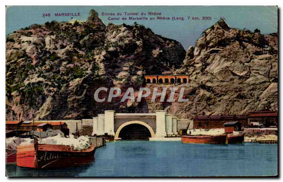 CPA Marseille Entree du Tunnel du Rhone Canal de Marseille au Rhone 