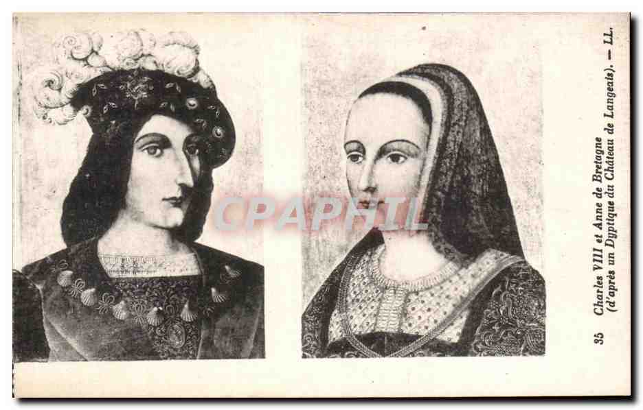 CPA Charles VII et Anne de Bretagne (d'apres un Dyptique du Chateau de Langeais)