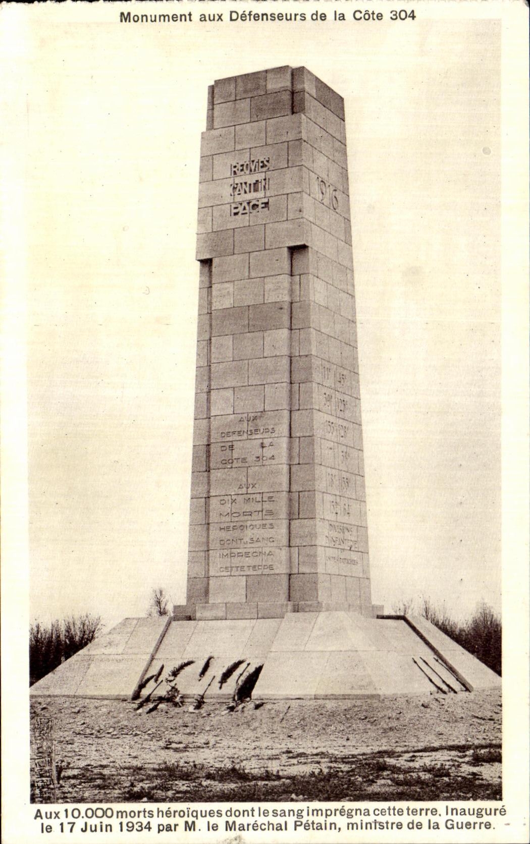 Monument aux Défenseurs de la Côte 304 — Réims, 1916 — J. Hamelin Architecte, E. Jouyet Entrepreneur