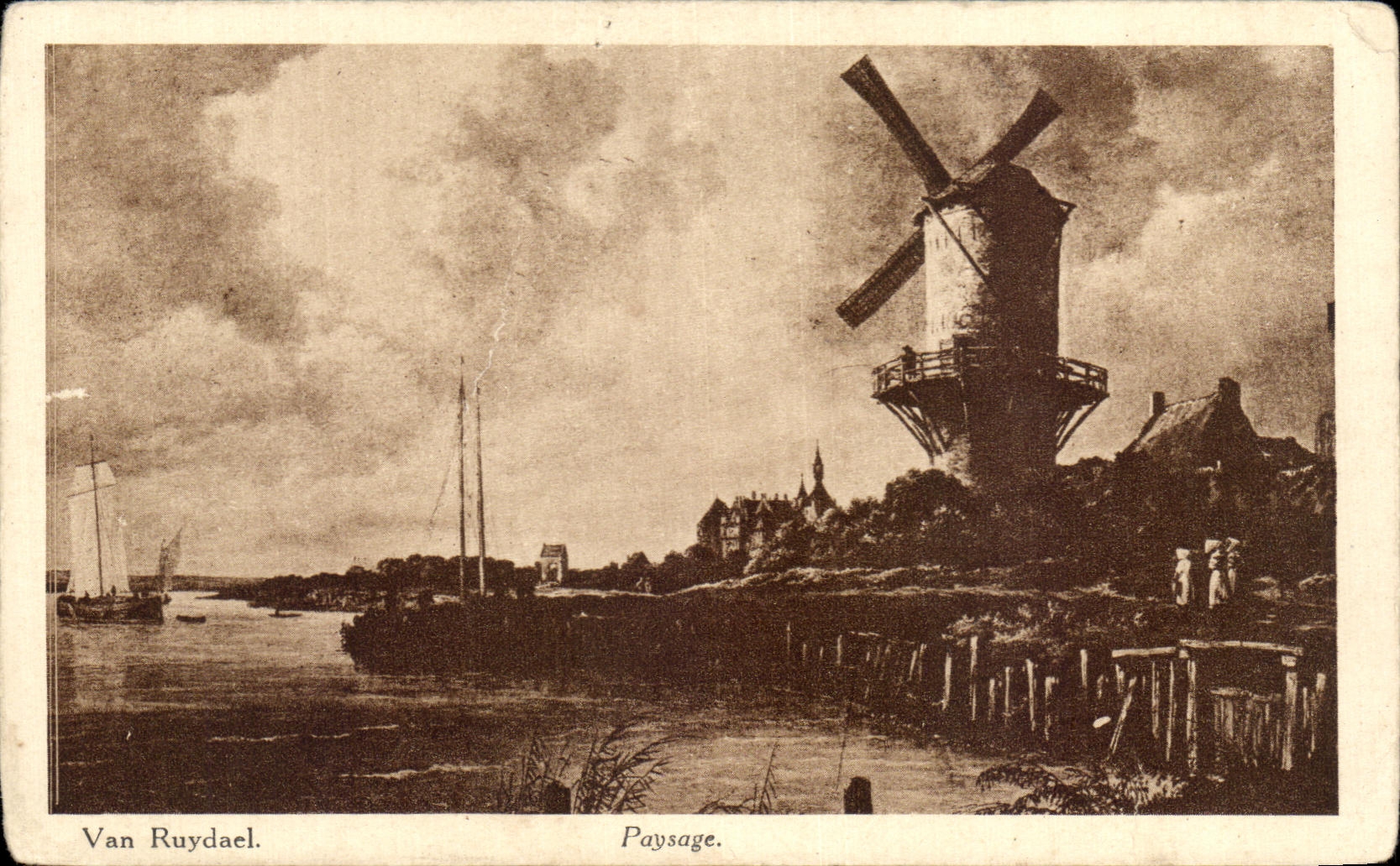 CPA Van Ruydael Paysage Moulin windmill